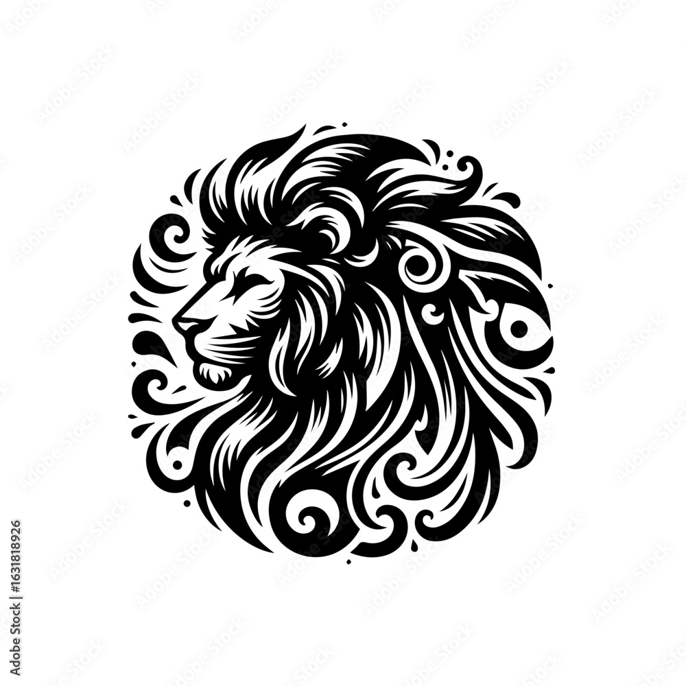 Fototapeta premium Vector art of lion head illustration isolated on white background, vector format design