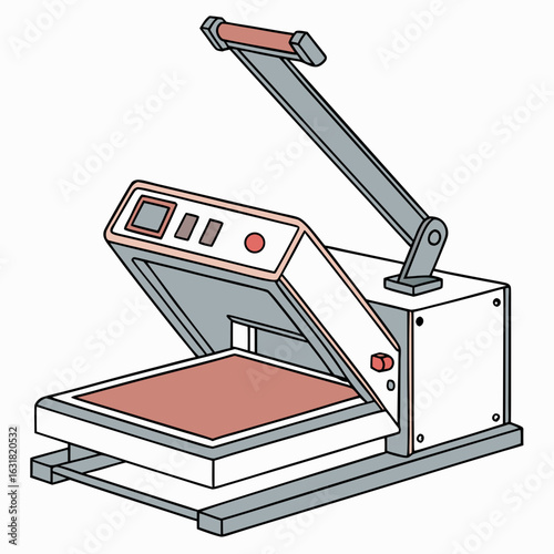 Heat Press Machine Vector | Generative AI & Linocut Silhouette Design