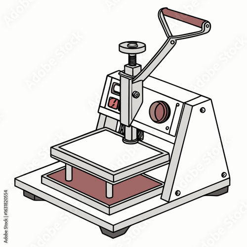 Heat Press Machine Vector | Generative AI & Linocut Silhouette Design