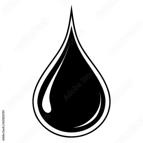 Ink Droplet Vector | Generative AI Linocut Silhouette Design