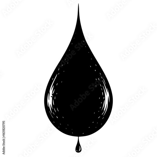 Ink Droplet Vector | Generative AI Linocut Silhouette Design