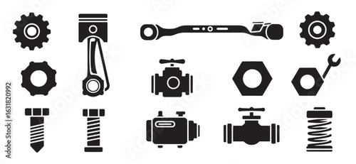 Collection of vector outlined weapons and armor for fantasy role playing and battle designs