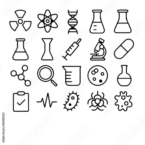 A visually engaging vector illustration featuring a curated collection of scientific elements. This image is perfect for scientific research projects, educational materials, or presentations.