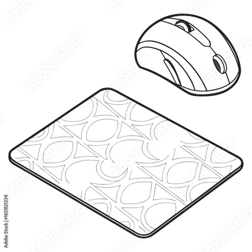 Printable Mouse Pad Vector | Generative AI Linocut Silhouette Design