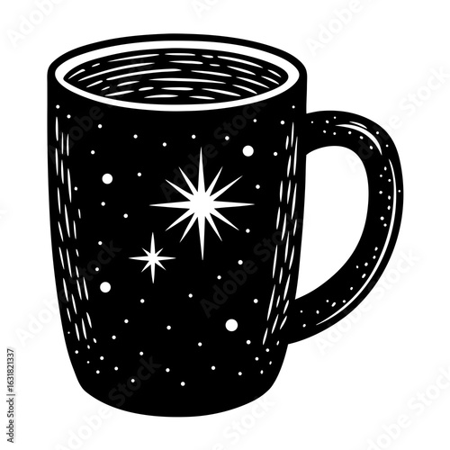 Printable Mug Vector | Generative AI & Linocut Silhouette Design for Creative Projects