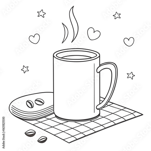 Printable Mug Vector | Generative AI & Linocut Silhouette Design for Creative Projects