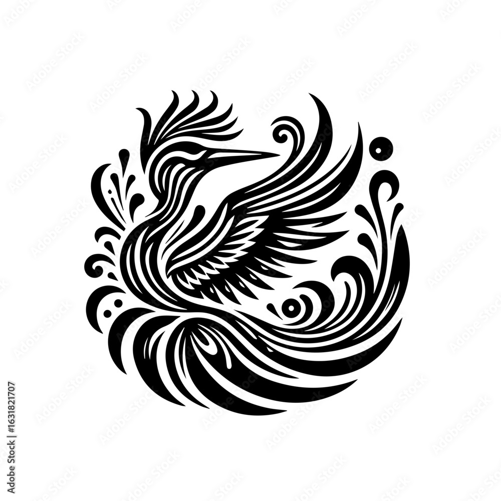 Obraz premium Vector art of stylized phoenix bird illustration isolated on white background design