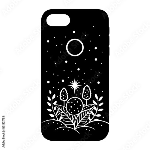 Printable Phone Case Vector | Generative AI Linocut Silhouette Design