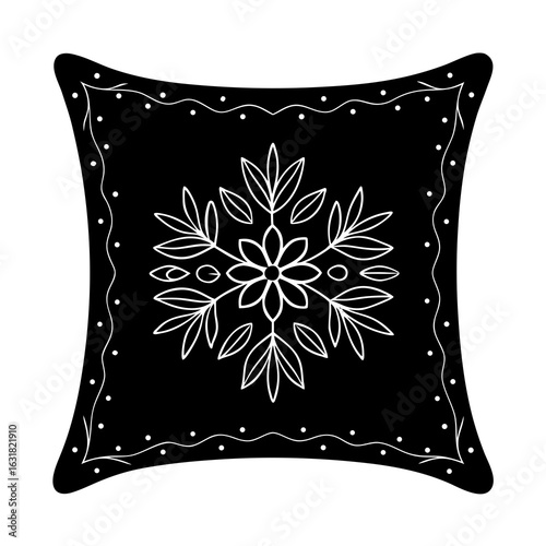 Printable Pillow Vector | Generative AI Linocut Silhouette Design