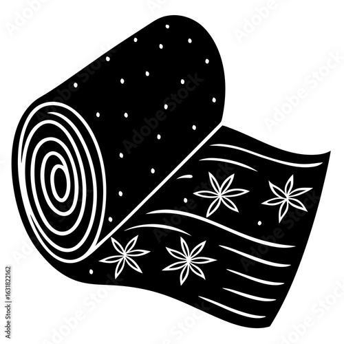 Printed Fabric Roll Vector | Generative AI Linocut Silhouette Design for Textiles