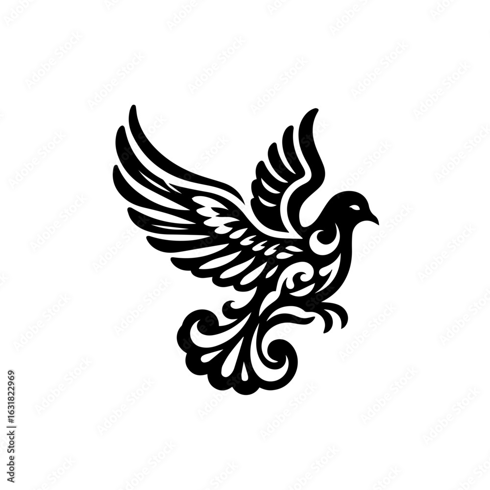 Obraz premium Vector art of stylized dove illustration isolated on white background for design use