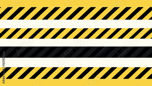 Vector art of yellow and black caution tape stripes isolated on white background