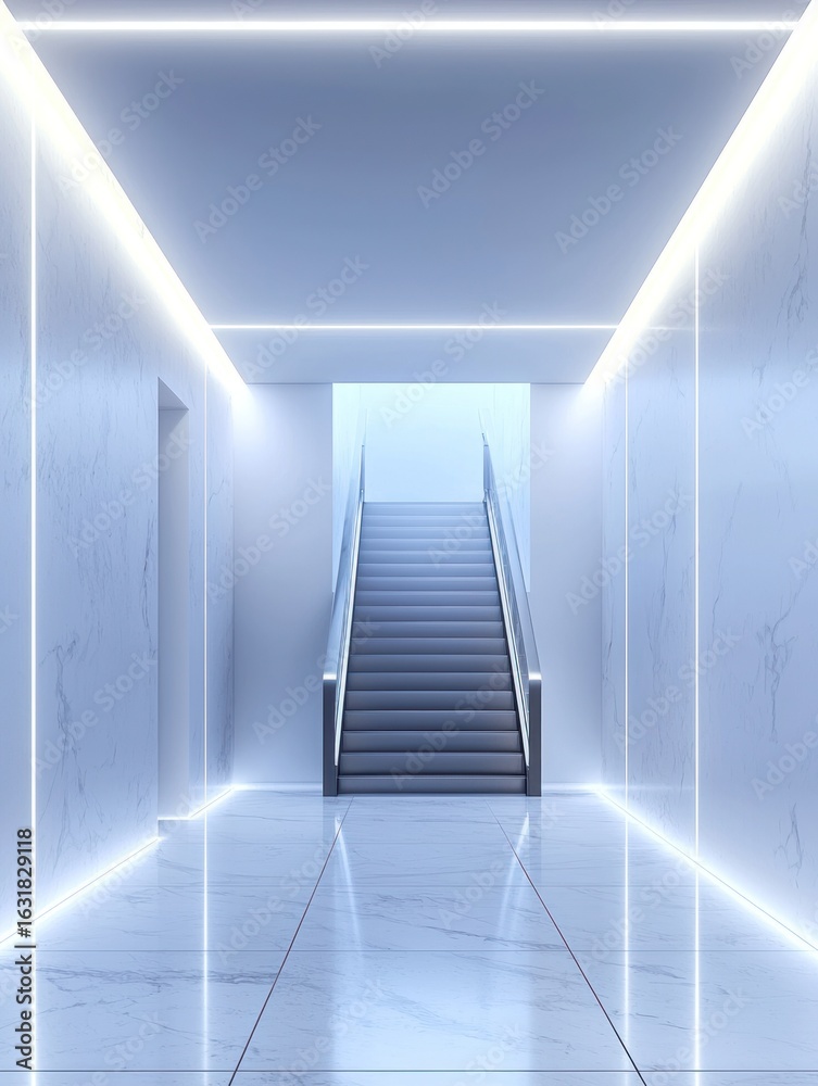 Obraz premium Modern, minimalist hallway with stairs