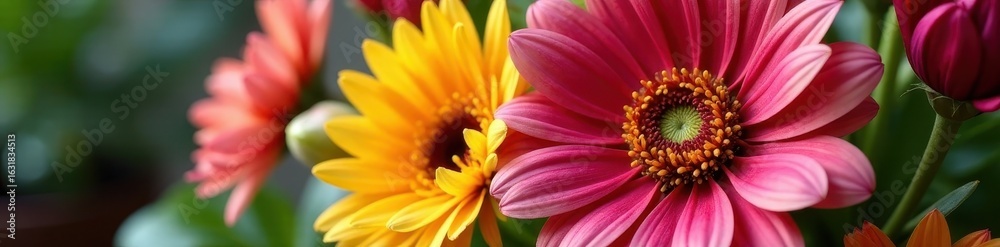 Fototapeta premium Close up of a diverse flower bouquet within a florist , lily, celebration