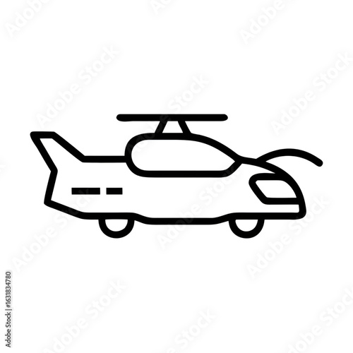 Free Download  Flying car icon in minimal line style – air mobility vehicle, urban air transport, advanced automotive technology, smart city transportation, and next-generation flying car vector illustration  - GFXLoad