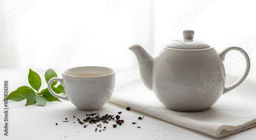 Wallpaper Mural Delicate porcelain tea service creating a soothing and refreshing visual experience inviting a Torontodigital.ca