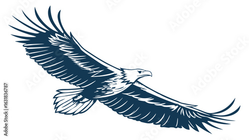Majestic Eagle in Flight Detailed Illustration.