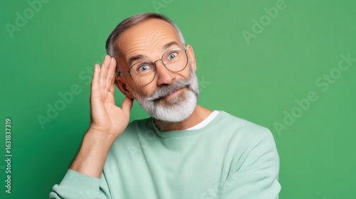An elderly man with grey hair and a neatly trimmed beard wearing round glasses,