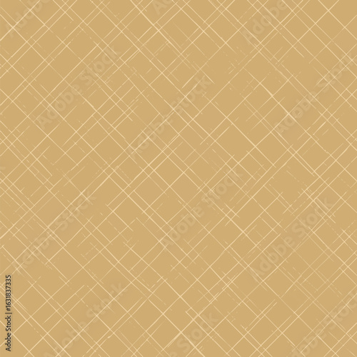 Minimalist beige texture with hand-drawn diagonal crosshatch lines. Abstract seamless vector background pattern for creative design.