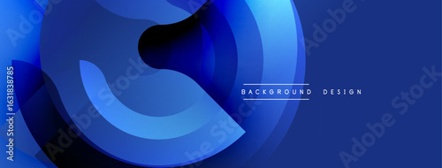 Abstract blue design features layered shapes, creating dynamic visual effect. Modern, sleek presentation suitable for backgrounds.