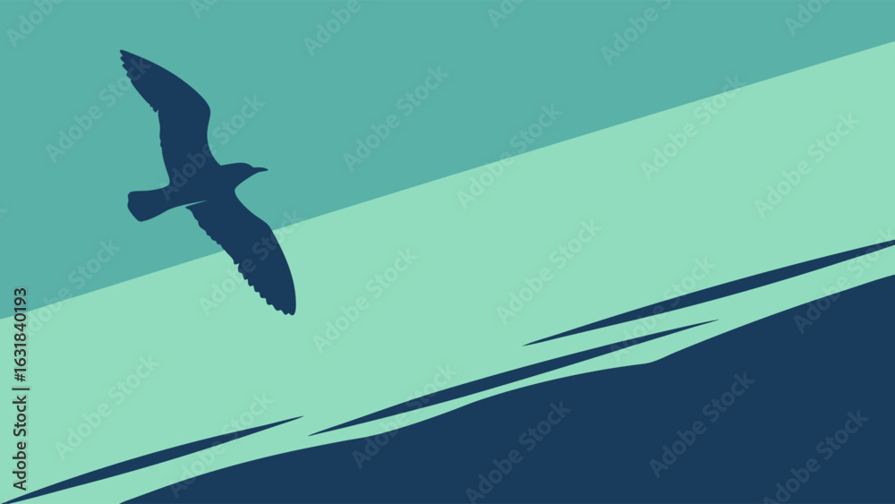 Fototapeta premium Silhouette of a Bird in Flight Against an Abstract Background.