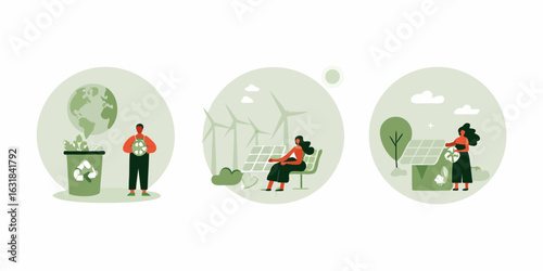 People embracing sustainable living and renewable energy sources