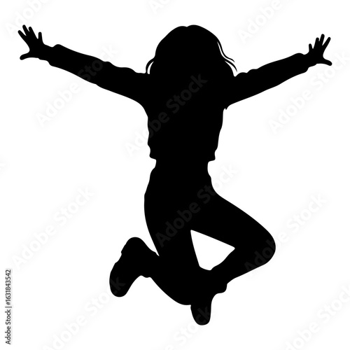 Girl Kpop idol jumping pose. Kpop idol cartoon. White background. Colored cartoon with line art and white background. AI generated image.	