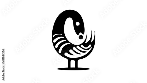 The sankofa symbol, black isolated silhouette
