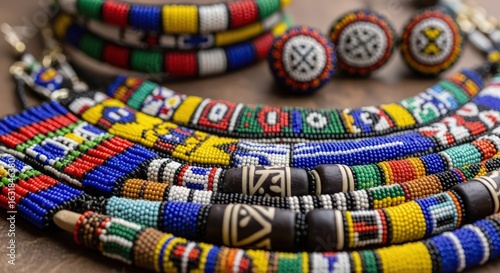 Colorful Traditional African Beaded Jewelry Close-up