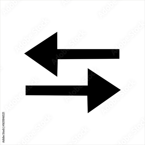 Free Download Two opposite black arrows pointing left and right on white background. Exchange or transfer icon for data synchronization, UI control, communication, or direction. - GFXLoad