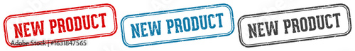 new product stamp. new product rectangular stamp set isolated on white background