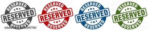 reserved stamp. reserved round stamp set isolated on white background
