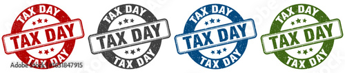 tax day stamp. tax day round stamp set isolated on white background