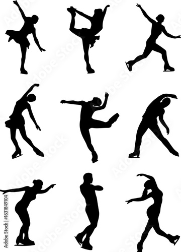 Figure Skating Silhouette Vector Set