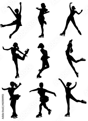 Figure Skating Silhouette Vector Set