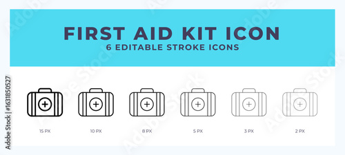 First aid kit line icon with different stroke. Vector illustration.