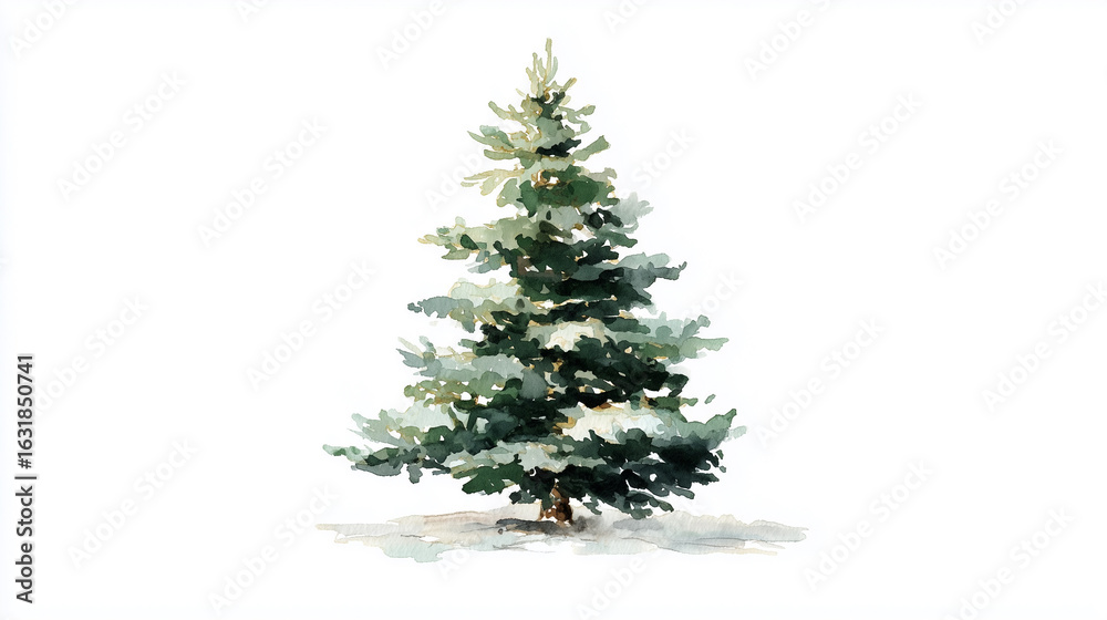 Fototapeta premium クリスマスツリーの水彩イラスト