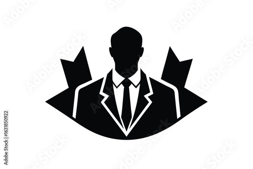 Vector art of professional businessman in a suit with a ribbon award isolated