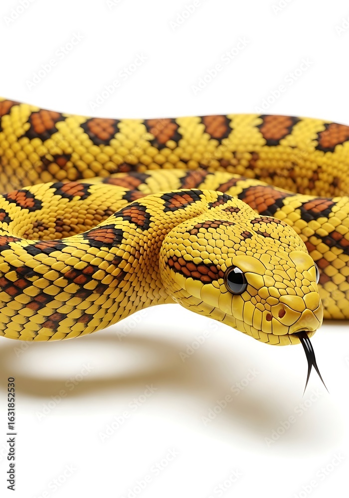 Obraz premium Close-up of a yellow snake with brown and black markings.