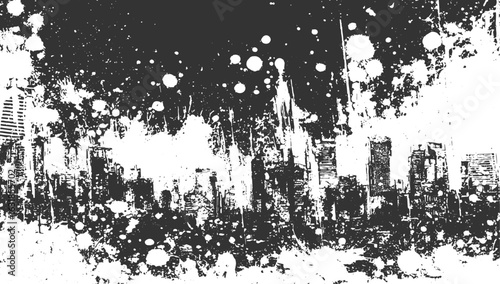 Monochrome texture composed of irregular graphic elements. Distressed, Abstract dust particle and dust grain texture on white background