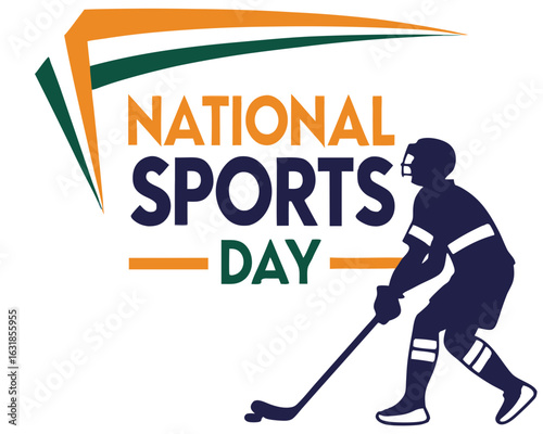 Flat national sports day illustration, A vibrant flat-style digital illustration for indian National Sports Day