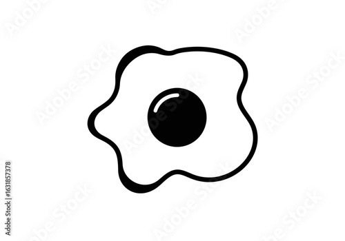 Egg Silhouette: A simple yet elegant line drawing of a fried egg.