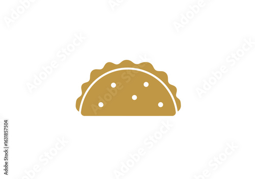 Golden Taco Icon: A clean, inviting, and minimal vector graphic of a savory taco. It embodies simplicity while maintaining a strong visual impact.