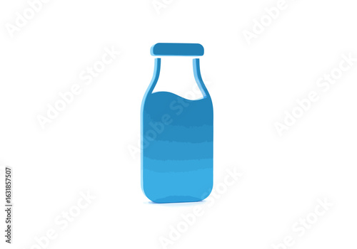 Refreshing Dairy Delight: A simple, elegant rendering of a traditional milk bottle, filled with a pale, inviting liquid, epitomizing purity and health, ready to quench your thirst.