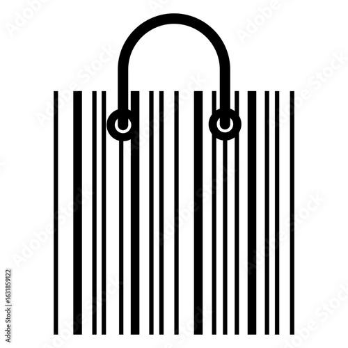 Logo tienda en línea. Icono bolsa de la compra con código de barras