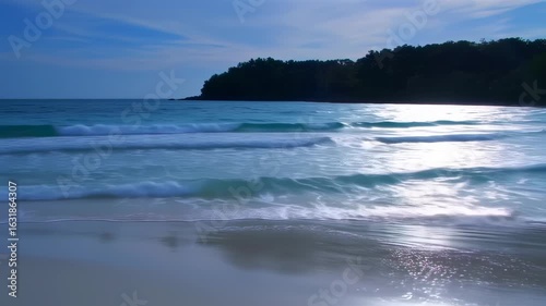 Tropical beach sunset scene
