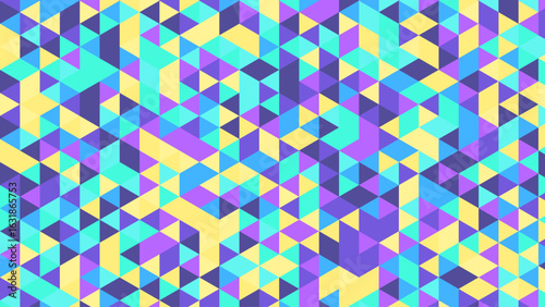 Vibrant polygonal mosaic bursting with dynamic color gradients and seamless geometric rhythm. A bold low-poly pattern design blending futuristic style with digital artistry – perfect for ultra-modern