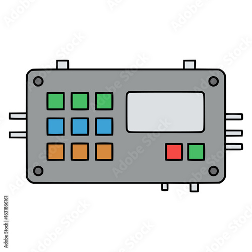 control module panel flat color vector illustration template design