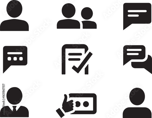 Modern communication and approval icons for web design and business concepts