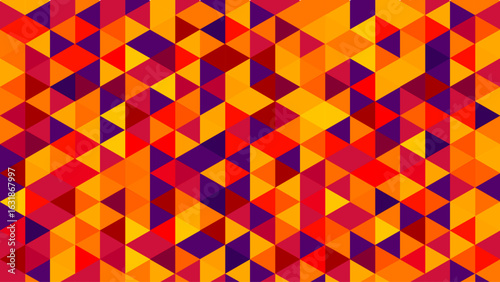 Vibrant polygonal mosaic bursting with dynamic color gradients and seamless geometric rhythm. A bold low-poly pattern design blending futuristic style with digital artistry – perfect for ultra-modern 